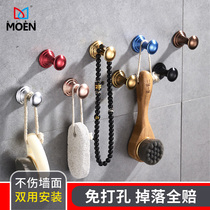 Space aluminum door back door hook-free fitting room clothes adhesive hook metal single bathroom hook bedroom Hook