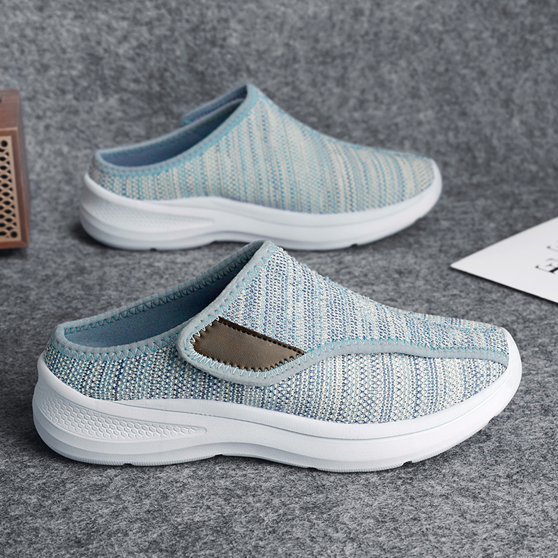 Big-Footed, Wide-Footed Mother's Shoes, Comfortable and Non-Tiring for Middle-Aged and Elderly Women, Closed-Toe Half-Slippers for Women, Slip-On Shoes for Pregnant Women