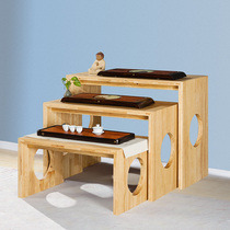 Tea art family shelves New Chinese style simple lockers White oak storage rack Storage rack display rack Display cabinet