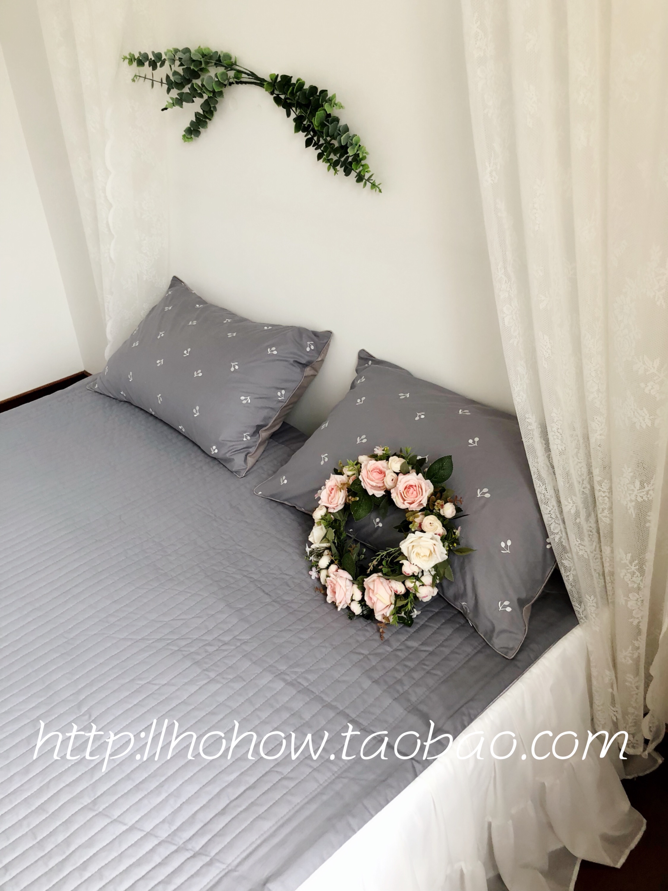 Hohowhome tự chế màu rắn chần bông trải giường nệm màu xám Hàn Quốc chống trượt giường bông - Khăn trải giường ga giường cute