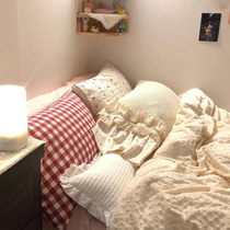 Homemade ins same style beanie velvet quilt cover autumn and winter beige three-piece bedding kit is soft and skin-friendly