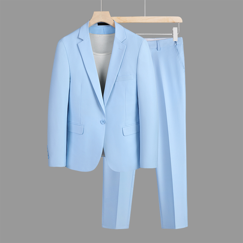 Casual Suit Set for Men, Korean Style Slim Fit Business Formal Wear, Groom and Best Man Wedding Double Slit Suit Two-Piece Trendy Set Casual Suit Set for Men, Korean Style Slim Fit Business Formal Wear, Groom and Best Man Wedding Double Slit Suit Two-Piece Trendy Set