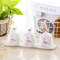 Fire Birds Square seasoned pot Creative Kitchen Supplies Seasoning Box Salt Pot European-style Ceramic Sauce Bottle three suits