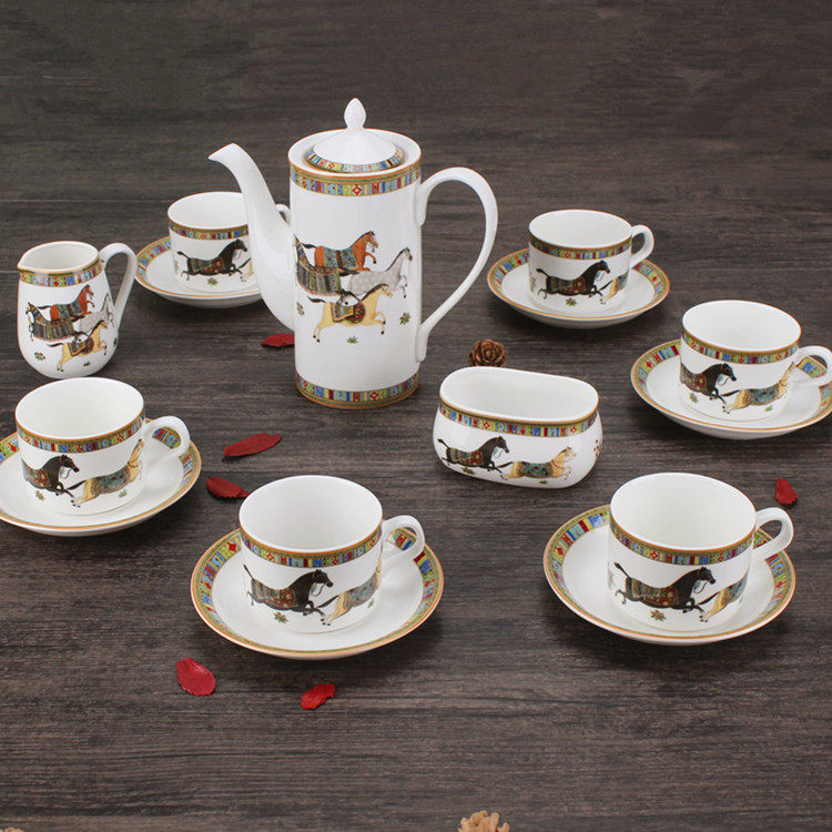 Ceramic coffee cup set European style 15-head coffee cup saucer set English afternoon tea black tea set