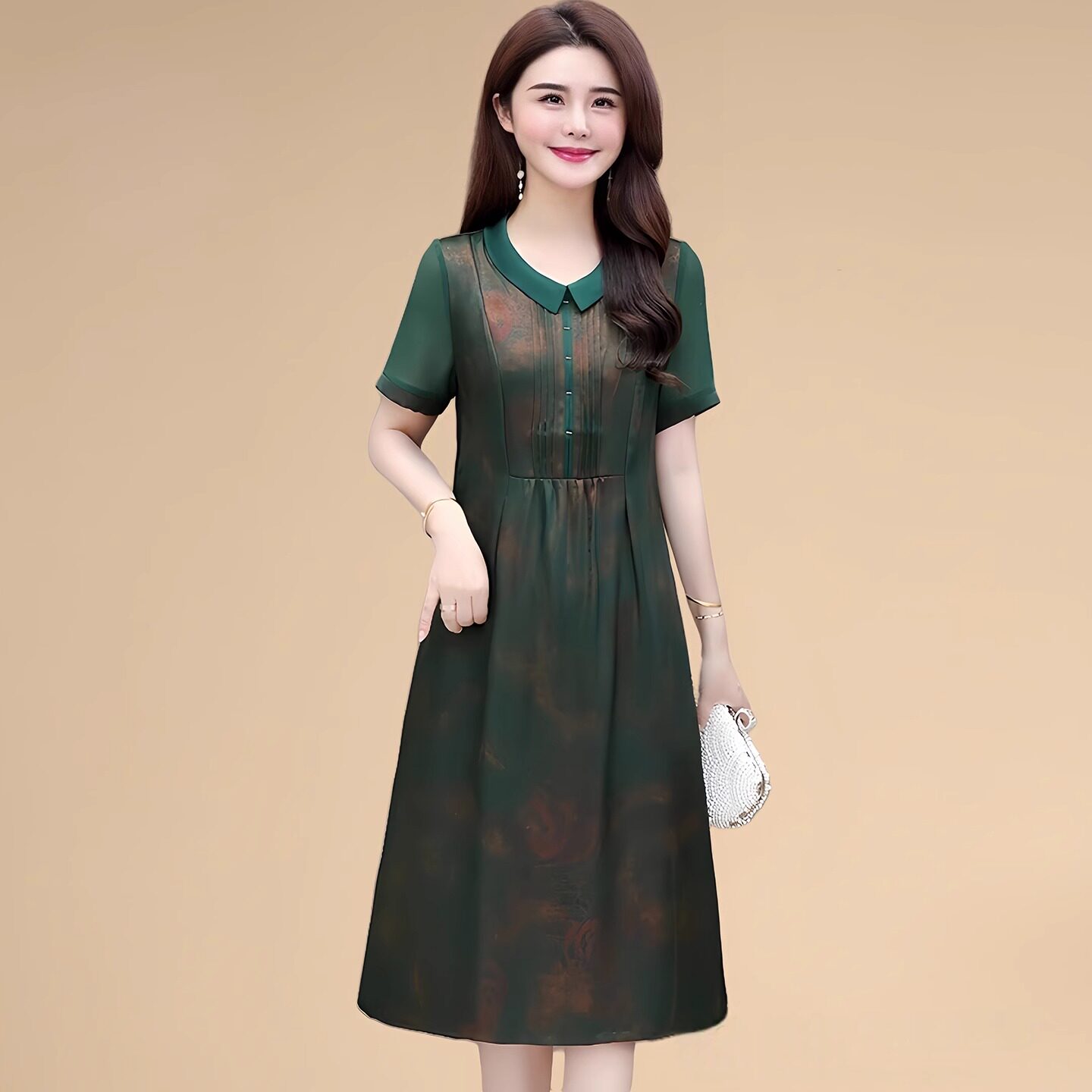 MEICIKOU高级感时尚连衣裙2025夏季新款洋气中老年衣服女中长款裙