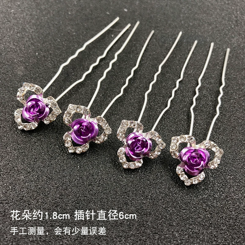 Trang sức thời trang Mũ cô dâu U-Clip Kẹp tóc Kẹp pin Pin Hàn Quốc Xúc xắc rhinestone Phụ kiện tóc 6 Gói