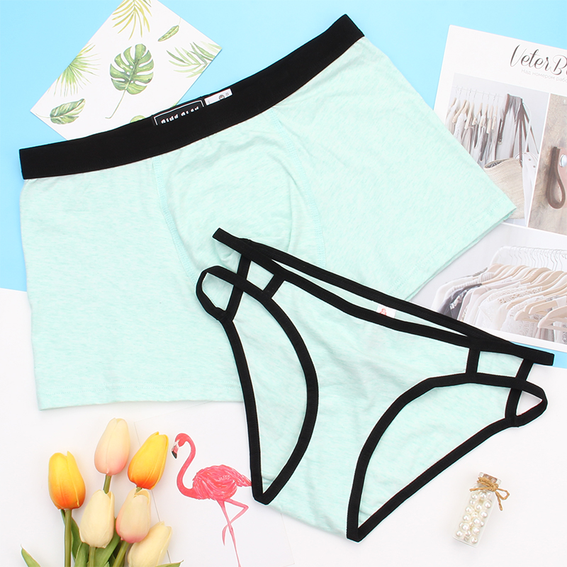 Đồ lót cặp vợ chồng Cotton sáng tạo đơn giản nam boxer nữ tam giác cotton cá tính 裆 Quần 2 tải do lot