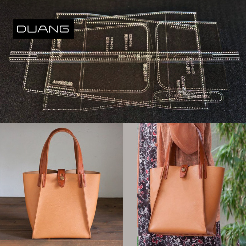 Handbag carry bag version drawing diy handmade leather craft making acrylic paper grid paper pattern design template