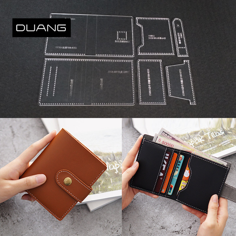 diy handmade leather goods out of line design acrylic fit drawing short wallet wallet paper grid pattern making template
