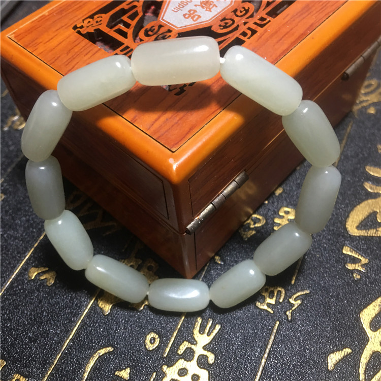 Auction from 1 yuan, Xinjiang Hetian jade seed bracelet, original stone blue and white jade bracelet