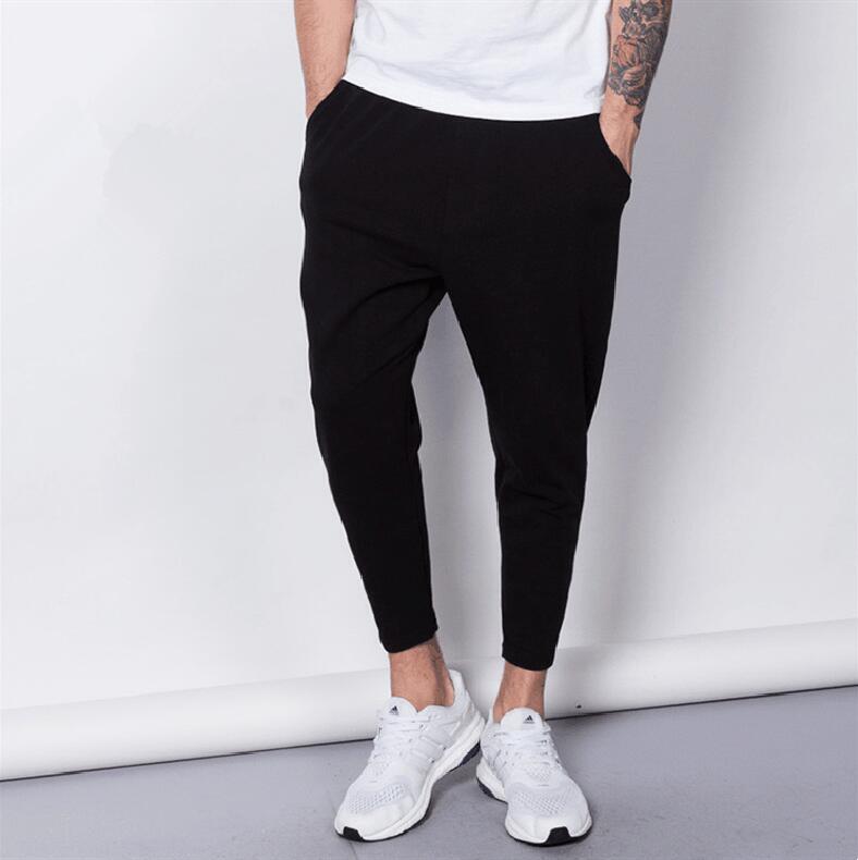 Autumn Men's Casual Cropped Pants for Short Men, Slim-Fit Harem Sweatpants, Large Size Elastic Sports Pants for Men, Winter Style