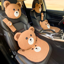 Car Headrest Neck Pillow In-car Cartoon Cute Teddy Bear Car Seat Cervical Spine Pillow Car Leaning Pillow Shoulder Strap