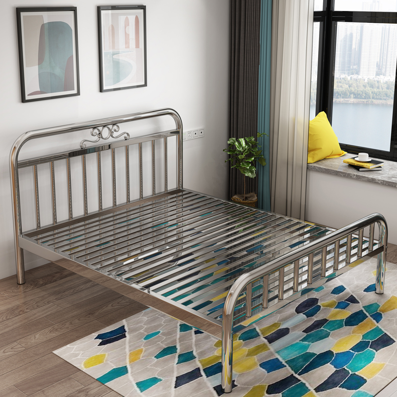 Stainless Steel Bed 1 8 m 304 Double beds 1 25 Single beds European-style home apartment Dormitory Economy bed frame