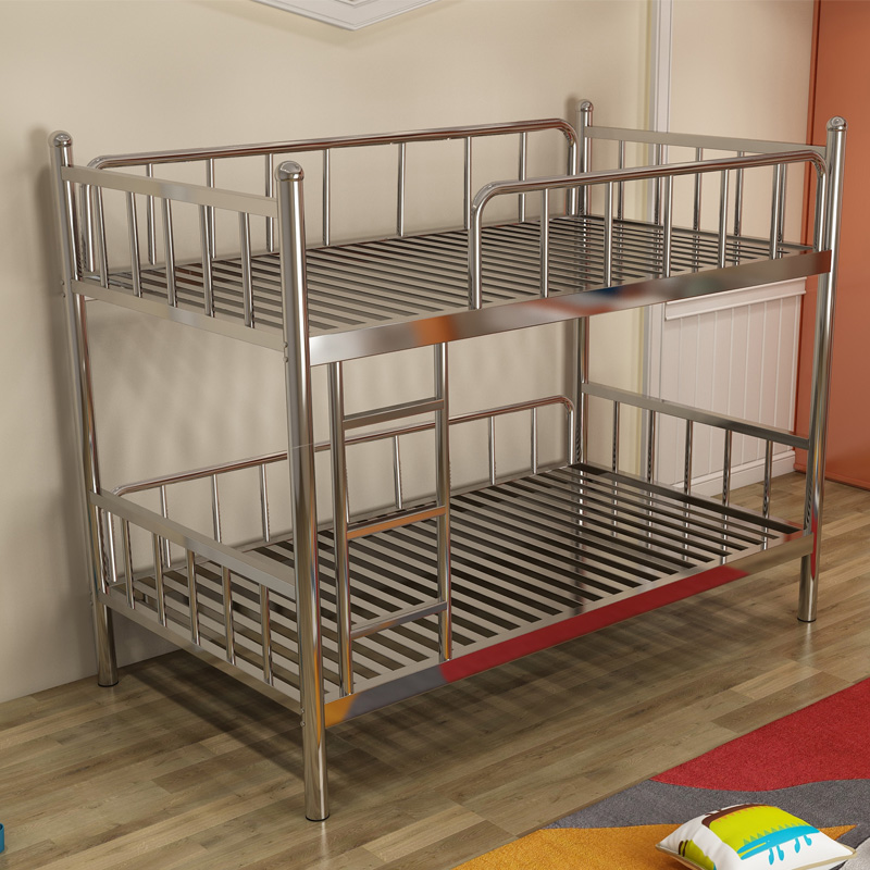 Stainless steel bed Double beds 1 5 m Upper Bunk Bed 304 Thickened 1 m Single beds Shelf Low Double Double Modern Brief
