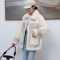  Fur one-piece jacket female lamb fur grass coat European leather tooling thin jacket trendy female Korean version