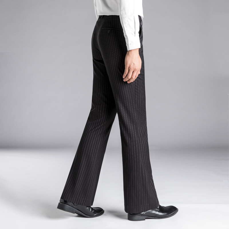 High-End Striped Flared Pants for Men, Drapey Straight-Leg Wide-Leg Trousers, Fashionable and Trendy Stretchy Casual Dress Pants