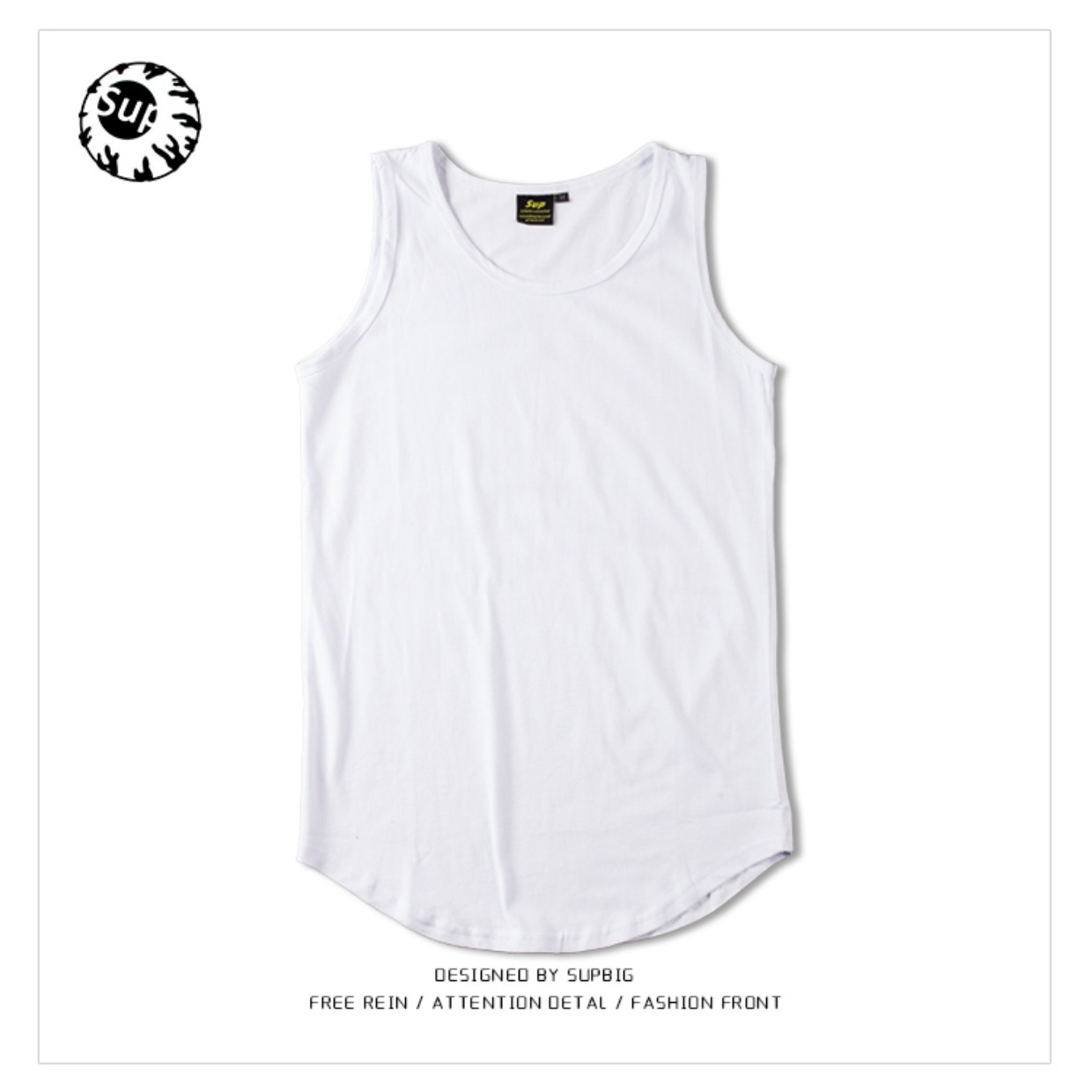 Mùa hè mới cotton tinh khiết vest Arc hem stereo cộng với đôi nam nữ dài chạm đáy áo thun GD vest khoác nam