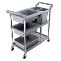 Dingmu commercial plastic three-layer multi-functional mobile dining car trolley Hotel Hotel collection dining car collection Bowl cart withdrawal