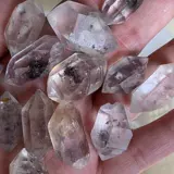 Натуральный кристалл двойной, накаченный жирным духом, бриллиант Геркимон Черный Призрак Черный облако мать 38 Юань 19 граммов устранения подвески