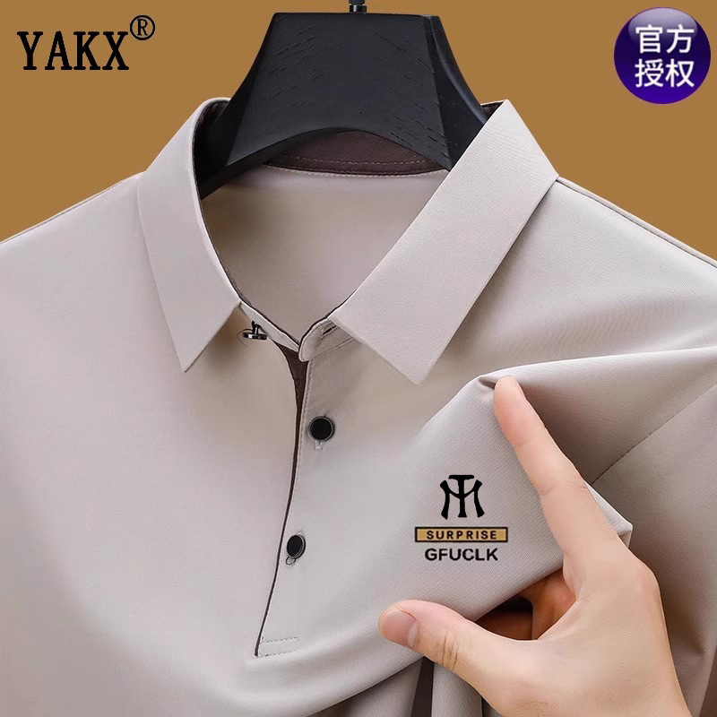 High-End Ice Silk Polo Shirt Men's Short-Sleeved T-Shirt 2026 New Summer Business Casual Lapel Polo Shirt Men's Style
