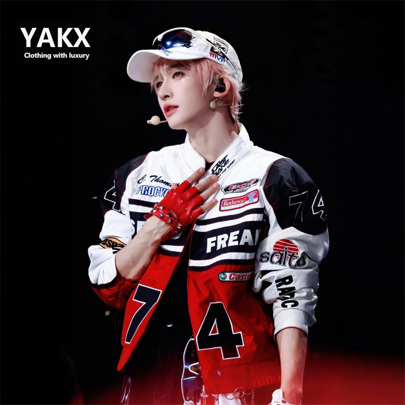 Liu Yu Style Racing-Inspired Jacket for Men and Women, Spring and Autumn 2026 New Embroidered Print Couple's Motorcycle Jacket