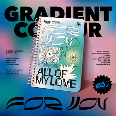 ROILLI] gradual background color original design full color spiral circle notebook note drawing decoration hand book