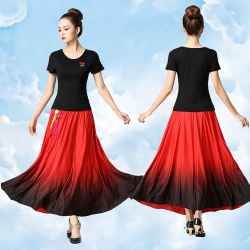 Летняя танцующая футболка, костюм, короткий рукав, для среднего возраста, облегающий крой