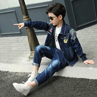 2018 bé trai mùa thu mới bé trai denim phù hợp với quần áo trẻ em denim hai mảnh quần lớn denim + quần shop quần áo trẻ em đẹp