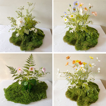 Petites plantes vertes fraîches simulées mousse accessoires de photographie simples pour enfants de style coréen arrangements de photos de bébé ornements décoratifs
