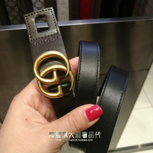 正品代购Gucci古奇皮带古驰腰带复古双G男女经典休闲商务真皮腰链