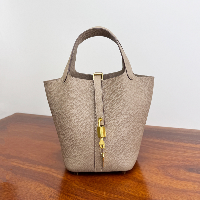 Ymo Handmade Waxed Thread丨High-End Tc Cowhide Waxed Thread Stitching 18 Small-Sized Basket Bag Hand-Held Bucket Bag for Women