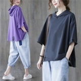 Утечка чистого склада ~ Стрза с ракурсом из хвоста одиночной иностранной торговли женская европейская личность груза разорванное свитер с капюшоном, T -мала, короткая маленькая рубашка