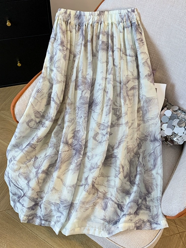 Летняя этническая длинная юбка, французский стиль, этнический стиль, на резинке, по фигуре