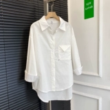 Брендовая зеленая рубашка, куртка, свободный крой, длина миди