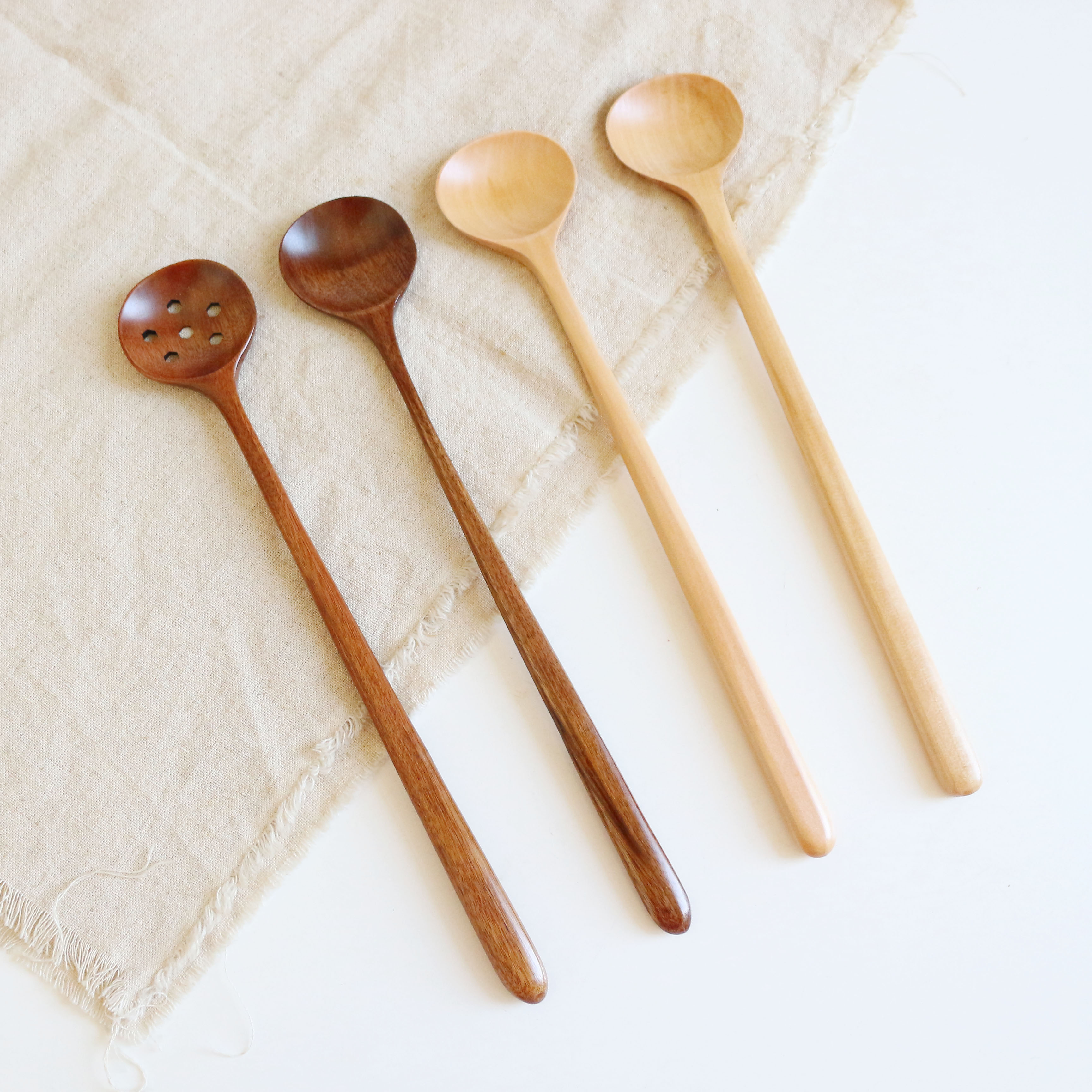 Carpenter's long-handled wooden spoon exported Korean-style long-handled round mouth anti-scalding stirring spoon special wooden spoon for seasoning sauce
