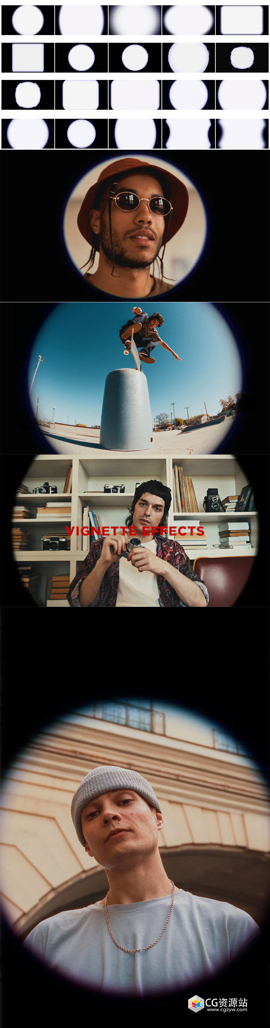 vignette effects – vintage lens vignettes and fish eye effects (8k)