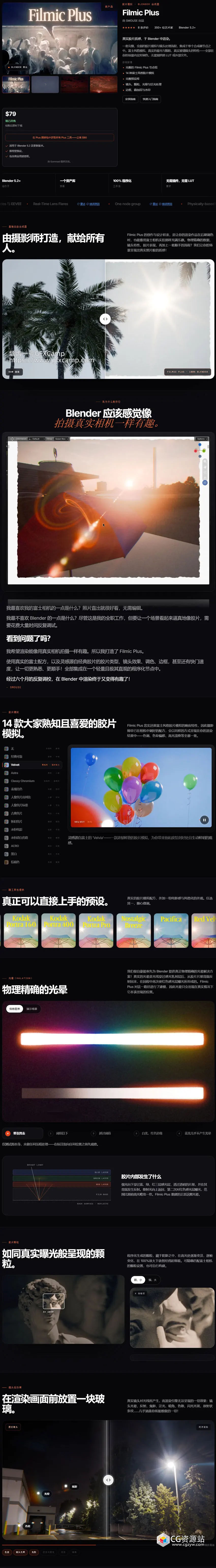 Blender预设-富士胶片模拟镜头光晕颗粒感合成调色节点资产 Filmic Plus V1.0.1-图片2