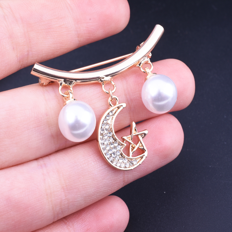 Mới nâng cấp sang trọng ngọc trai hoang trâm cong cố định quần áo pin trâm phụ kiện chống ánh sáng nữ - Trâm cài phụ kiện cài áo sơ mi nữ