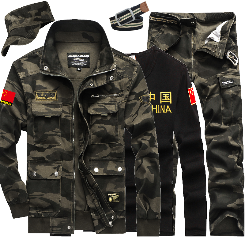 Camouflan suit men's winter spring fall Regular military dress pure cotton abrasion-proof Laurau workwear military fan instructors training to wear