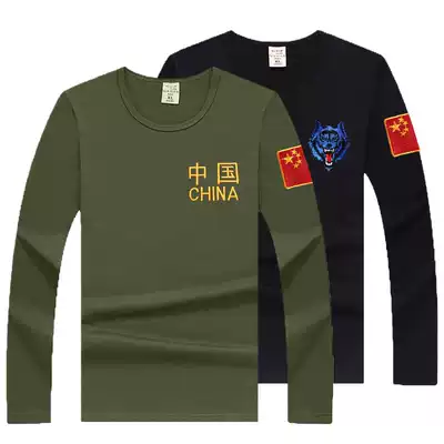 Tactical long-sleeved embroidery Chinese military uniform men's special forces T-shirt military fan military clothes men's slim camouflage