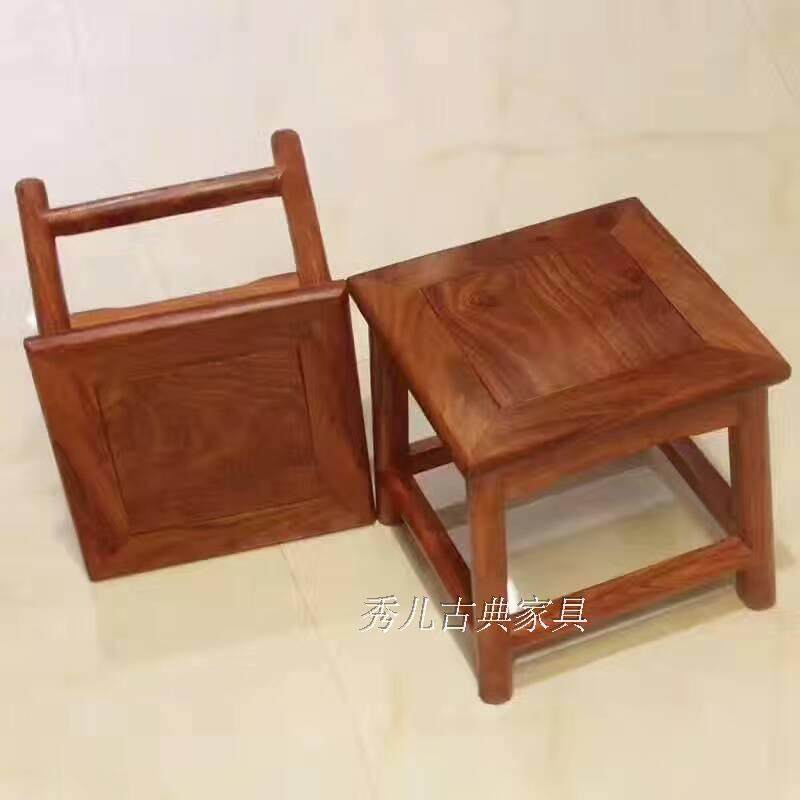 Ming and Qing Classical furniture children's stool washing footstool changing shoes stool red wood Chinese small square stool short stool special price