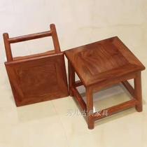 Minqing Classical Furniture Childrens Stool Wash Footstool Changing Shoes Stool Red Wood Chinese Small Square Bench Short Bench Special Price