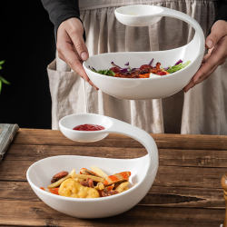 Ceramic White Ktv Snack Plate Creative French Fries Plate Snack Bar Cold Dish Plate Pickles Plate Commercial Dish Plate