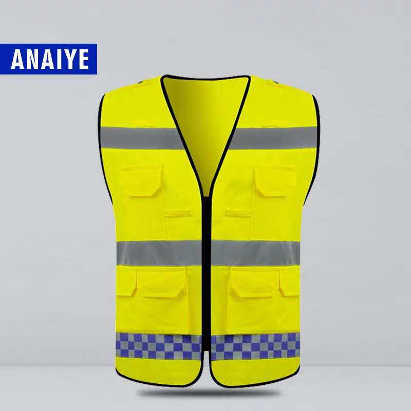 Reflective vest waistcoat Reflective Clothing Construction Traffic Road Administration Work Safety Riding Multiple Pockets Lalock Yellow