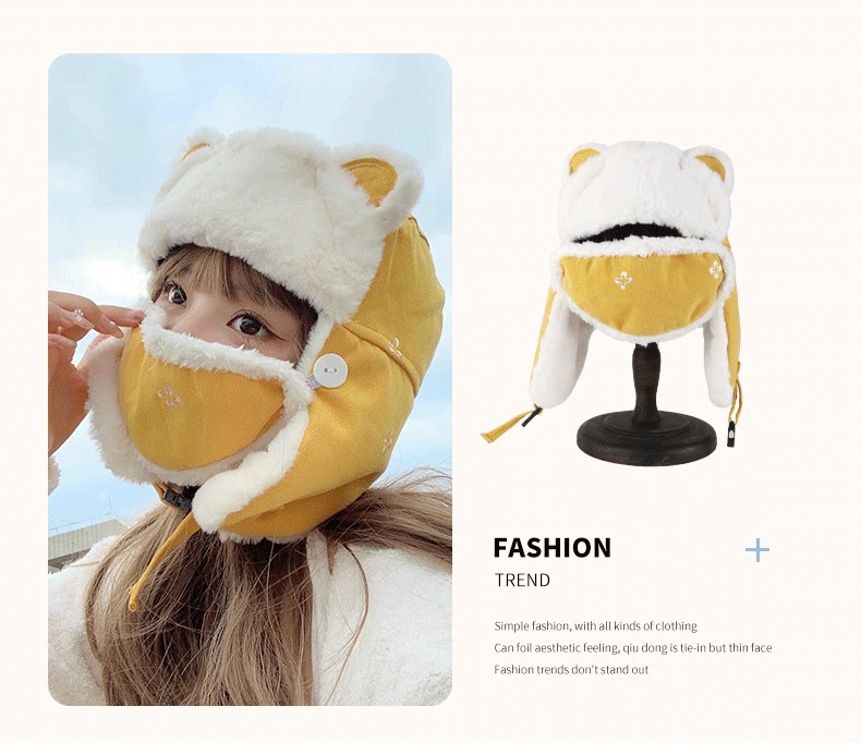 Зимняя бархатная удерживающая тепло медицинская маска, ветрозащитная шапка, увеличенная толщина, в корейском стиле      