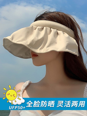 Головной убор 防晒帽女夏季防紫外线遮阳帽骑车空顶帽子潮遮脸贝壳大帽檐太阳帽
