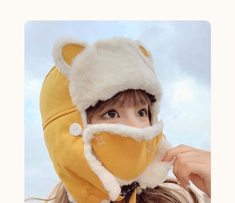 Зимняя бархатная удерживающая тепло медицинская маска, ветрозащитная шапка, увеличенная толщина, в корейском стиле      