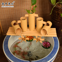 Bamboo flowing water ornaments fish tank fish farming perpetual circulating water oxygenation humidification fountain bamboo tube landscaping waterwheel water tanker