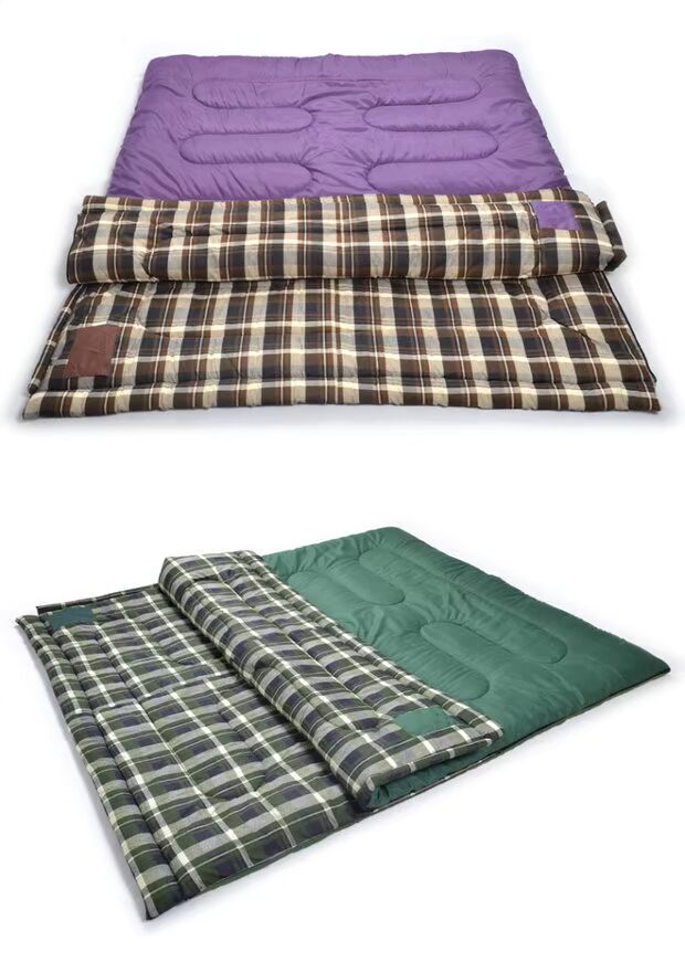 Mới mở rộng dày ngoài trời đích thực để tăng flannel bông tinh khiết mùa thu và mùa đông không túi người lớn cắm trại ngủ túi ngủ đôi
