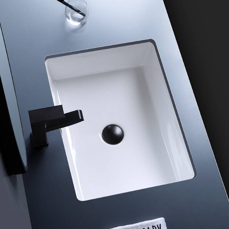 Nordic recessed flat-bottom rectangular ceramic countertop size bathroom cabinet washbasin balcony wash basin